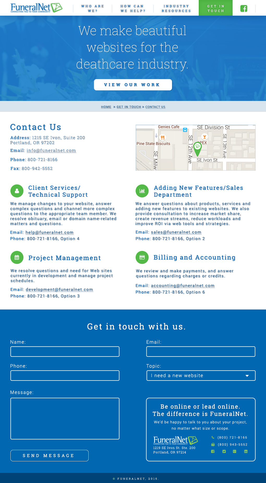 FuneralNET Contact Page