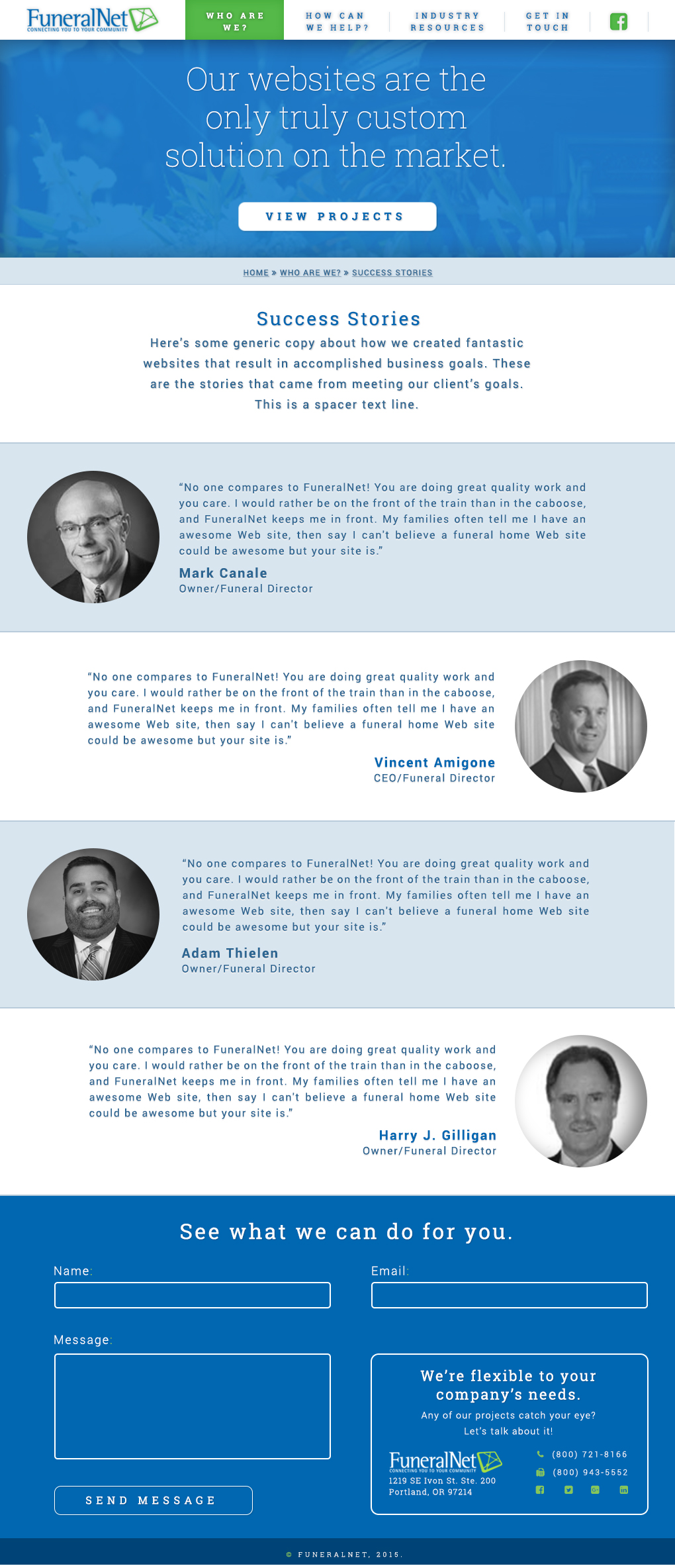 FuneralNET Testimonials Page